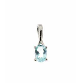 Pendentif Topaze Bleue Traitée Or Blanc 375 Jolie monture bélière croisée La pierre forme ovale mesure 6x4mm Elle est mai...