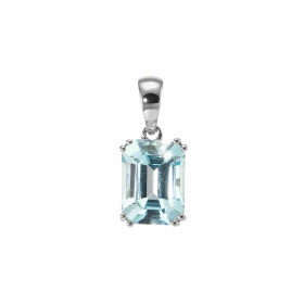 Pendentif Or Blanc 750 Topaze Bleue serti d une pierre rectangulaire 9x6mm Dimensions du pendentif (bélière incluse) : 16 ...
