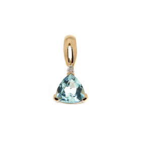 Pendentif Topaze Bleue Traitée Or Jaune 375 La pierre centrale forme triangulaire mesure 6x6mm Elle est maintenue sur cett...