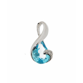 Pendentif Topaze Bleue diamant Or Blanc 750 Ce pendentif est serti d une Topaze taillée poire Cette pierre mesure 8x6mm Un...