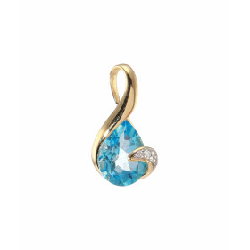 Pendentif Topaze Bleue et diamant en Or Jaune 750. Ce pendentif est serti d'une Topaze poire mesurant 8x6mm. Un diamant de...
