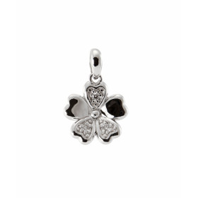 Pendentif Trefle Or Blanc 750 Diamant Pendentif serti 3 diamants 0,08 carat pour un poids total 0,025 carat Qualité Diaman...