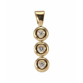  Pendentif trilogie Or Jaune Ce pendentif est serti trois diamants 3mm diamètre Chaque diamant pèse 0,055 carat Les dimens...