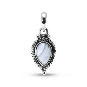 Pendentif Vintage Argent 925 Calcédoine Poire 9x6mm Cabochon Pendentif Argent 925 Calcédoine Ce pendentif est serti d une ...