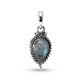 Pendentif Vintage Argent 925 Labradorite Poire 9x6mm Cabochon Pendentif Argent 925 Labradorite Ce pendentif est serti d un...