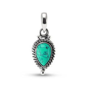 Pendentif Vintage Argent 925 Turquoise Reconstituée Poire 9x6mm Cabochon Pendentif Argent 925 Turquoise Ce pendentif est s...