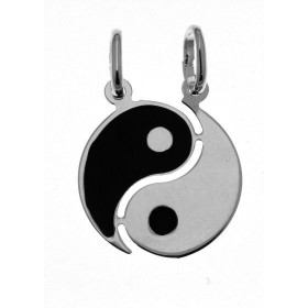 Pendentif Argent Ying Yang à découper Motif Ying Yang émaillé séparable 2 parties Dimensions l ensemble (bélières incluse...
