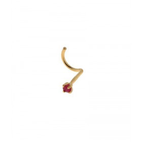 Piercing Rubis : Piercing pour le nez en Or Jaune 750/1000 serti d'un Rubis rond de 2mm de diamètre