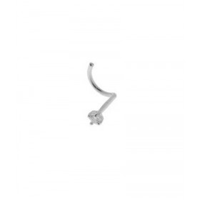  Piercing pour le nez Or Blanc 750/1000 serti d un Diamant rond 1,5mm diamètre 