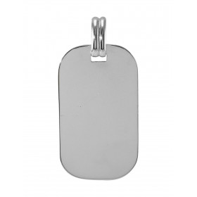 Plaque argent rectangulaire à graver Dimension plaque : 21x36mm Dimension (bélière incluse) :21x42mm Epaisseur : 0,6mm