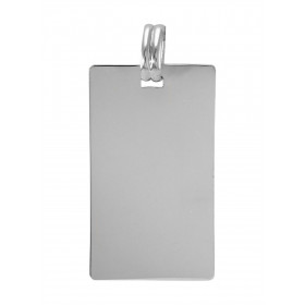 Plaque argent rectangulaire à graver Dimension plaque : 22x40mm Dimension (bélière incluse) :22x46mm Epaisseur : 0,5mm