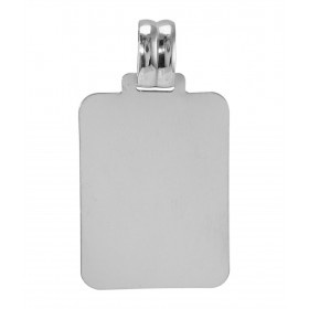 Plaque argent rectangulaire à graver Dimension plaque : 23x31mm Dimension (bélière incluse) :23x41mm Epaisseur : 0,4mm