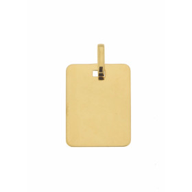 Plaque à graver en Or Jaune 375. Plaque rectangulaire de 15x12mm. Dimensions du pendentif (belière incluse) : 21x12mm