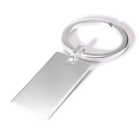 Porte-clé argent composé d une plaque 35x18mm 2 rainures sur le côté Anneau 31mm diamètre