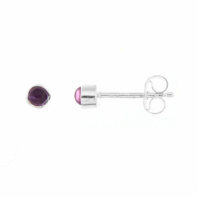 Puces d oreilles Argent Améthyste Ces boucles d oreilles sont serties petites pierres rondes taillées cabochon Le diamètre...