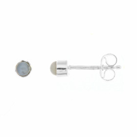 Puces d oreilles Argent Calcédoine Ces boucles d oreilles sont serties petites pierres rondes taillées cabochon Le diamètr...