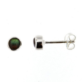 Puces d oreilles Argent Labradorite Ces boucles d oreilles sont serties pierres rondes taillées cabochon Le diamètre des p...