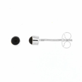 Puces d oreilles Argent Onyx Ces boucles d oreilles sont serties petites pierres rondes taillées cabochon Le diamètre des ...