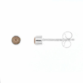 Puces d oreilles Argent Quartz Rose Ces boucles d oreilles sont serties petites pierres rondes taillées cabochon Le diamèt...