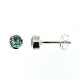 Puces d'oreilles  Argent 925 Topaze Bleue 5.5mm