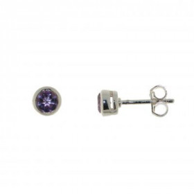 Boucles d oreilles Argent 925 Améthyste serties pierres 4,5mm
