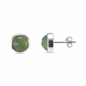 Boucles d oreilles Argent 925 Aventurine serties pierres rondes taille cabochon 6mm diamètre 