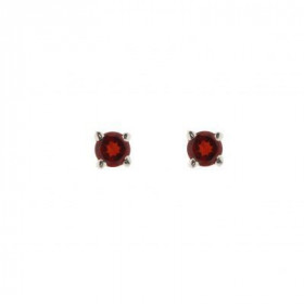  Boucles d oreilles style puces d oreilles serties Grenats ronds Les pierres sont taillées à facettes Elles mesurent 4mm d...