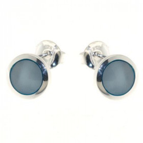 Boucles d oreilles Argent 925 Nacre serties pierres 7mm diamètre Diamètre du motif : 9,5mm 