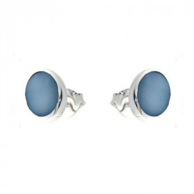 Bleue Boucles d'oreilles Argent 925 Nacre Bleue. Dimensions du motif : 11 x 9mm. 