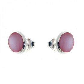 Rose Boucles d'oreilles Argent 925 Nacre Rose. Dimensions du motif : 11 x 9mm. 