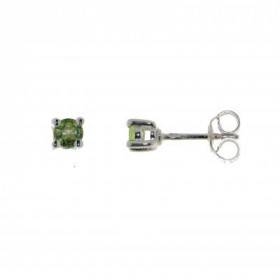 Boucles d oreilles style puces d oreilles serties Péridots ronds Les pierres sont taillés à facettes Elles mesurent 4mm di...