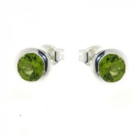Boucles d oreilles Argent 925 Péridot serties pierres 6mm diamètre 