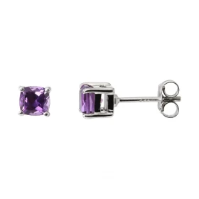 Puces d oreilles Argent Rhodié Améthyste Coussin 5x5mm Pierres taille coussin 5x5mm serties à griffes Système fermeture : ...