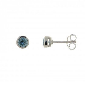 Boucles d oreilles Argent 925 Topaze Bleue serties pierres 4,5mm