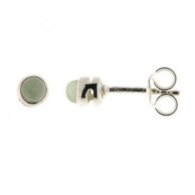 Petites puces d oreilles serties pierres rondes Les Aventurines sont taillées cabochons Le diamètre des Aventurines est 3....