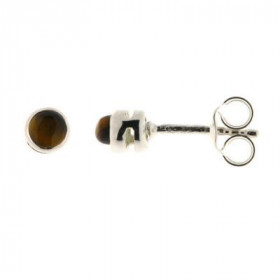 Petites puces d oreilles serties pierres rondes Les pierres varieté Oeilde tigresont taillées cabochons Le diamètre des Oe...