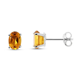 Puces d oreilles Or blanc 375 Citrine Ovale 7x5mm Puces d oreilles Or blanc 375 (9 carats) Pierres ovales 7x5mm (0,65 cara...