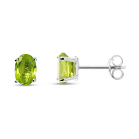 Puces d oreilles Or blanc 375 Péridot Ovale 7x5mm Puces d oreilles Or blanc 375 (9 carats) Pierres ovales 7x5mm (0,65 cara...