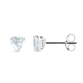 Puces d oreilles Or blanc Aigue marine Coeur 5x5mm Puces d oreilles Or blanc 375 (9 carats) Aigues marines taille coeur 5x...