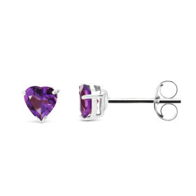 Puces d oreilles Or blanc Améthyste Coeur 5x5mm Puces d oreilles Or blanc 375 (9 carats) Améthystes taille coeur 5x5mm (0,...