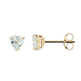 Puces d oreilles Or jaune 375 Aigue Marine Coeur 5x5mm Puces d oreilles Or jaune 375 (9 carats) Aigues Marines taille coeu...