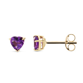 Puces d oreilles Or jaune 375 Améthyste Coeur 5x5mm Puces d oreilles Or jaune 375 (9 carats) Améthystes taille coeur 5x5mm...