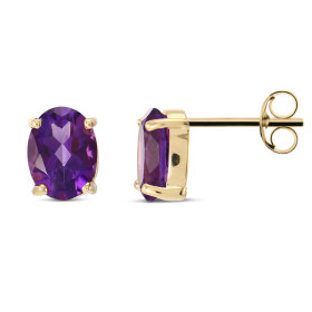 Puces d oreilles Or jaune 375 Améthyste Ovale 8x6mm Puces d oreilles Or jaune 375 (9 carats) Améthystes ovales 8x6mm (1,2 ...