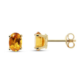 Puces d'oreilles Or jaune 375 Citrine Ovale 7x5mm