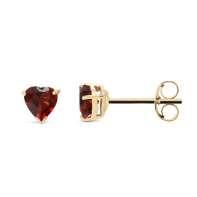  Puces d oreilles Or jaune 375 Grenat Coeur 5x5mm Puces d oreilles Or jaune 375 (9 carats) Grenats taille coeur 5x5mm (0,4...