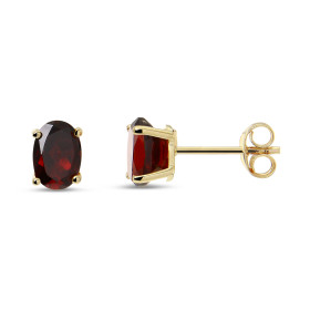 Puces d oreilles Or jaune 375 Grenat Ovale 7x5mm Puces d oreilles Or jaune 375 (9 carats) Pierres ovales 7x5mm (0,65 carat...