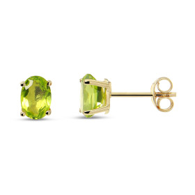 Puces d oreilles Or jaune 375 Péridot Ovale 7x5mm Puces d oreilles Or jaune 375 (9 carats) Pierres ovales 7x5mm (0,65 cara...