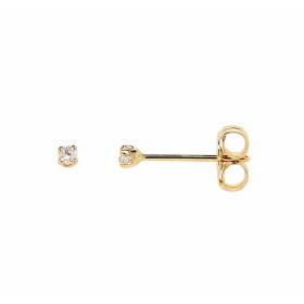 Puces d oreilles Or Jaune 750 serti deux diamant 1.9mm Serti 4 griffes Fermeture par poussettes Poids total Diamant : 0,06...
