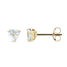 Puces d oreilles Or jaune Topaze Bleue Coeur 5x5mm Puces d oreilles Or jaune 375 (9 carats) Topazes bleues taille coeur 5x...