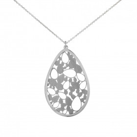 Sautoir argent rhodié Pendentif ajouré Longueur ajustable 60 à 65cm